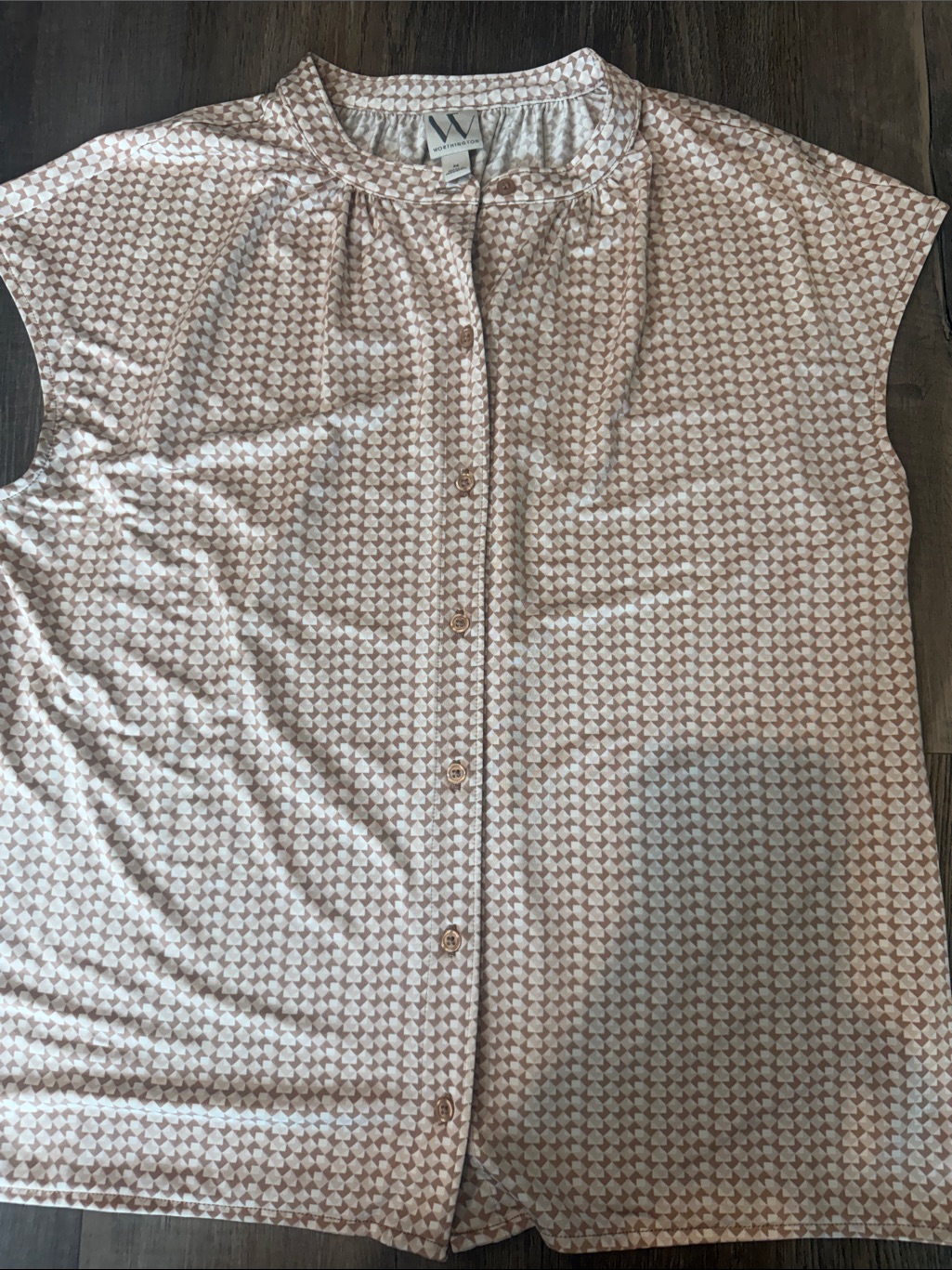 W By Worth Blush And Ivory Sleeveless Button-Front Blouse
